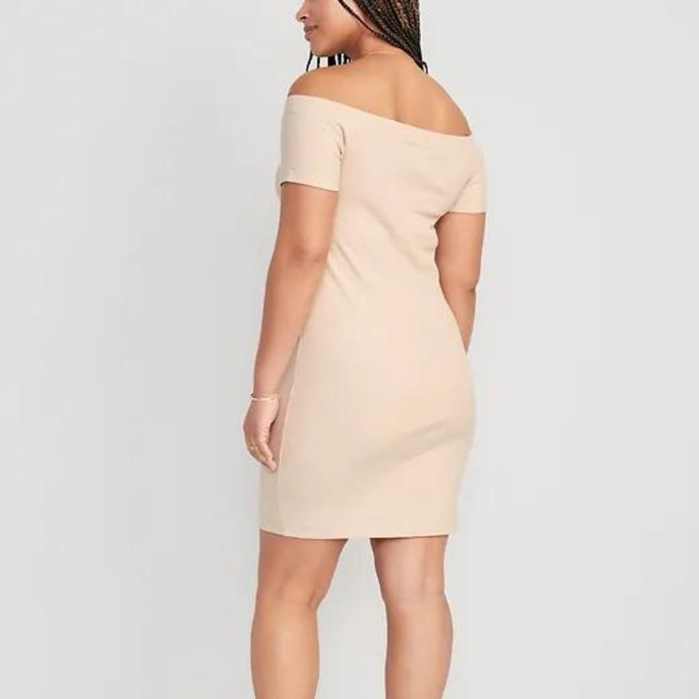 NWT Old Navy Fitted Off-The-Shoulder Rib-Knit Mini Dress for Women - Picture 4 of 6